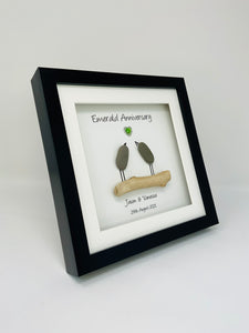 55th Emerald 55 Years Wedding Anniversary Frame - Pebble Birds