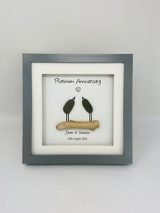 70th Platinum 70 Years Wedding Anniversary Frame - Pebble Birds