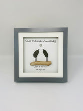 Load image into Gallery viewer, 16th Silver Holloware Wedding Anniversary Frame - Pebble Birds
