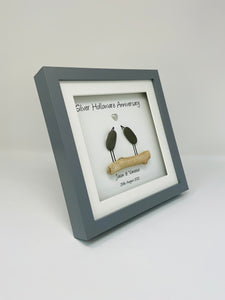 16th Silver Holloware Wedding Anniversary Frame - Pebble Birds