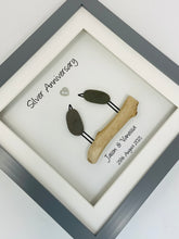 Load image into Gallery viewer, 25th Silver 25 Years Wedding Anniversary Frame - Pebble Birds
