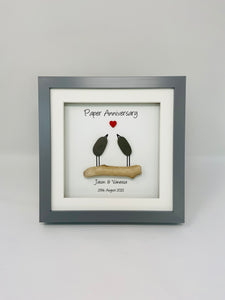 1st Paper 1 Year Wedding Anniversary Frame - Pebble Birds