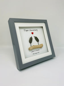1st Paper 1 Year Wedding Anniversary Frame - Pebble Birds