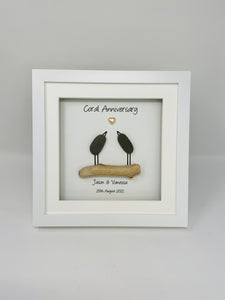 35th Coral 35 Years Wedding Anniversary Frame - Pebble Birds