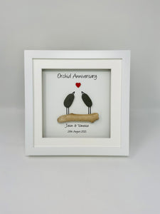 28th Orchid 28 Years Wedding Anniversary Frame - Pebble Birds