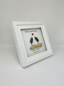 28th Orchid 28 Years Wedding Anniversary Frame - Pebble Birds