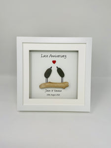 13th Lace 13 Years Wedding Anniversary Frame - Pebble Birds