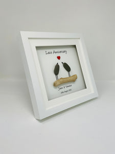 13th Lace 13 Years Wedding Anniversary Frame - Pebble Birds