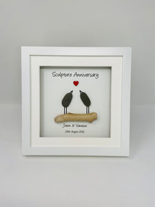 27th Sculpture 27 Years Wedding Anniversary Frame - Pebble Birds