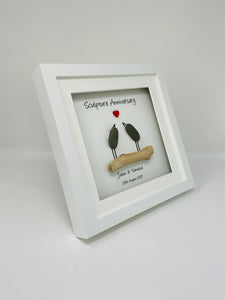 27th Sculpture 27 Years Wedding Anniversary Frame - Pebble Birds