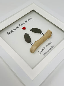 27th Sculpture 27 Years Wedding Anniversary Frame - Pebble Birds