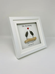 12th Silk 12 Years Wedding Anniversary Frame - Pebble Birds