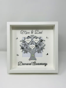 60th Diamond 60 Years Wedding Anniversary Frame - Mum & Dad Metallic