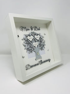 60th Diamond 60 Years Wedding Anniversary Frame - Mum & Dad Metallic