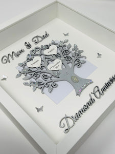 60th Diamond 60 Years Wedding Anniversary Frame - Mum & Dad Metallic