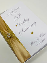 Load image into Gallery viewer, 50th Wedding Anniversary Card - Golden 50 Year Fiftieth Anniversary Luxury Greeting Card Personalised
