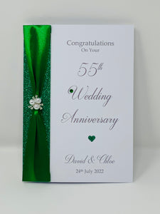 55th Wedding Anniversary Card - Emerald 55 Year Fifty Fifth Anniversary Luxury Greeting Card Personalised