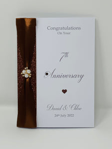7th Anniversary Card - Copper 7 Year Seventh Wedding Anniversary Luxury Greeting Card Personalised