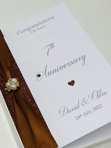 7th Anniversary Card - Copper 7 Year Seventh Wedding Anniversary Luxury Greeting Card Personalised