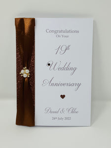 19th Wedding Anniversary Card - Bronze 19 Year Nineteenth Anniversary Luxury Greeting Card Personalised
