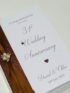 31st Wedding Anniversary Card - Timepiece 31 Year Thirty First Anniversary Luxury Greeting Card, Personalised
