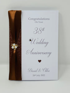 38th Wedding Anniversary Card - Tourmaline 38 Year Thirty Eighth Anniversary Luxury Greeting Card Personalised