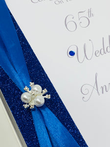 65th Wedding Anniversary Card - Blue Sapphire 65 Year Sixty Fifth Anniversary Luxury Greeting Card Personalised