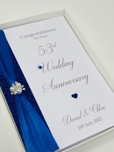 53rd Wedding Anniversary Card - Plastic 53 Year Fifty Third Anniversary Luxury Greeting Personalised