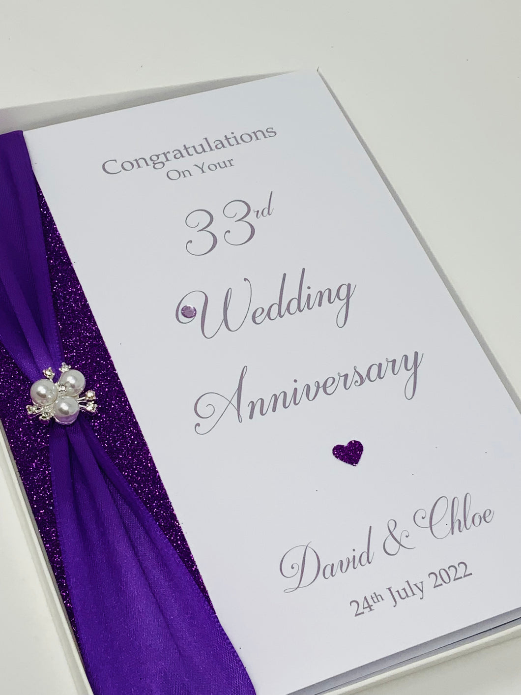 33rd Wedding Anniversary Card - Amethyst 33 Year Thirty Third Anniversary Luxury Greeting Card, Personalised