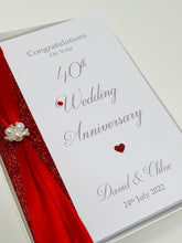 Load image into Gallery viewer, 40th Wedding Anniversary Card - Ruby 40 Year Fourtieth Anniversary Luxury Greeting Card Personalised
