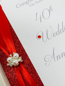 40th Wedding Anniversary Card - Ruby 40 Year Fourtieth Anniversary Luxury Greeting Card Personalised