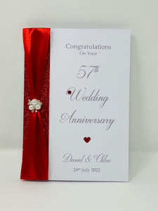 57th Wedding Anniversary Card - Night 57 Year Fifty Seventh Anniversary Luxury Greeting Personalised
