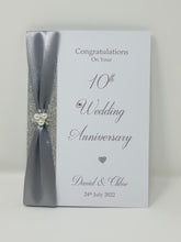 Load image into Gallery viewer, 10th Wedding Anniversary Card - Tin 10 Year Tenth Anniversary Luxury Greeting Card, Personalised

