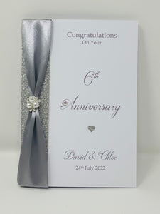 6th Anniversary Card - Iron 6 Year Sixth Wedding Anniversary Luxury Greeting Card, Personalised