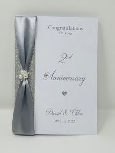 2nd Anniversary Card - Cotton 2 Year Second Wedding Anniversary Luxury Greeting Card Personalised