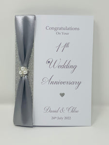 11th Wedding Anniversary Card - Steel 11 Year Eleventh Anniversary Luxury Greeting Card, Personalised