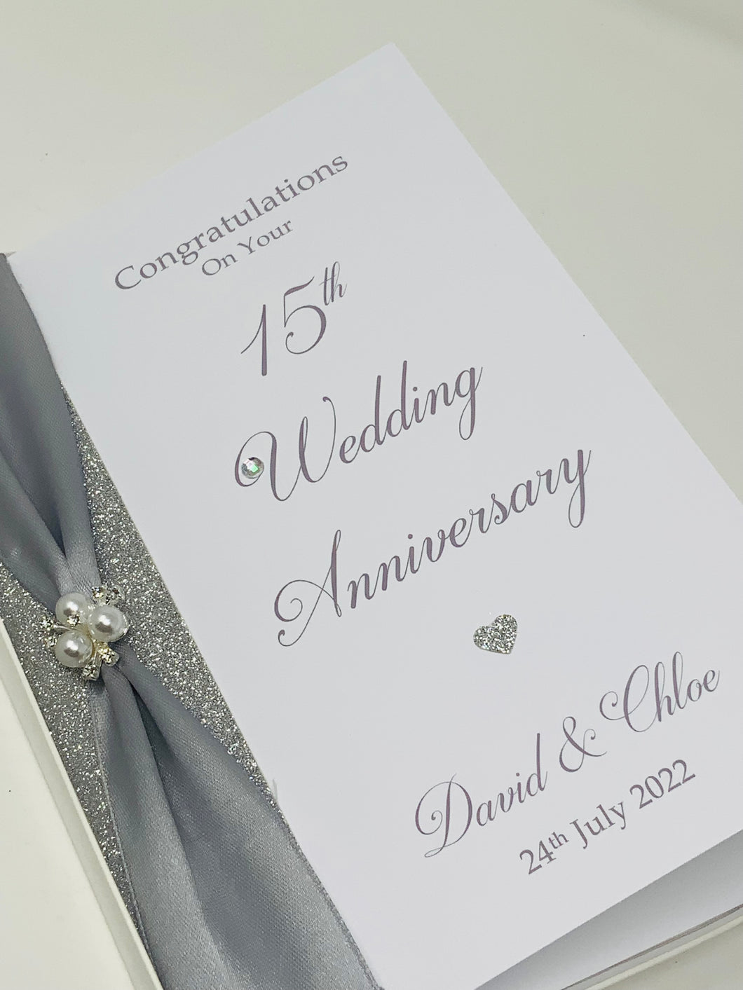 15th Wedding Anniversary Card - Crystal 15 Year Fifteenth Anniversary Luxury Greeting Card Personalised