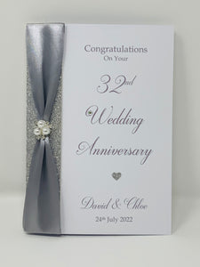 32nd Wedding Anniversary Card - Lapis 32 Year Thirty Second Anniversary Luxury Greeting Card, Personalised