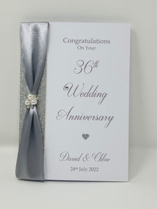 36th Wedding Anniversary Card - Bone China 36 Year Thirty Sixth Anniversary Luxury Greeting Card, Personalised