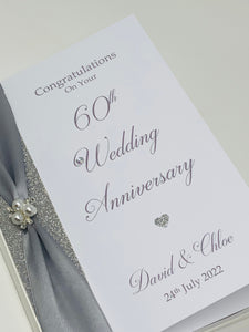 60th Wedding Anniversary Card - Diamond 60 Year Sixtieth Anniversary Luxury Greeting Card Personalised