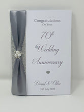 Load image into Gallery viewer, 70th Wedding Anniversary Card - Platinum 70 Year Seventieth Anniversary Luxury Greeting Card Personalised
