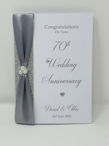 70th Wedding Anniversary Card - Platinum 70 Year Seventieth Anniversary Luxury Greeting Card Personalised