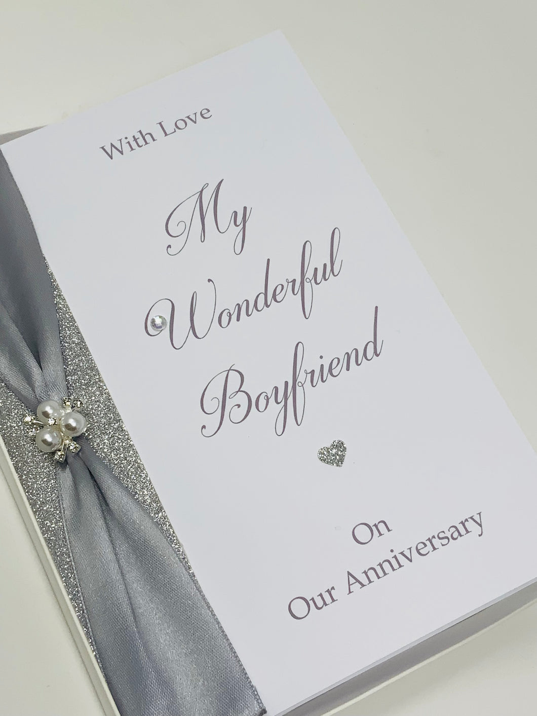 Boyfriend Anniversary Card - Personalised Luxury Handmade Card