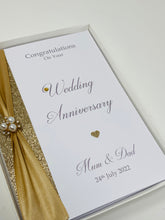 Load image into Gallery viewer, Mum and Dad Wedding Anniversary Card - Any Year Anniversary Luxury Greeting Card Personalised
