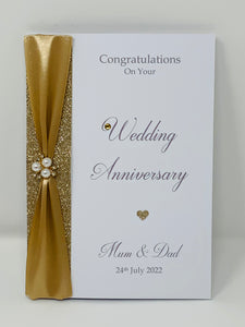 Mum and Dad Wedding Anniversary Card - Any Year Anniversary Luxury Greeting Card Personalised