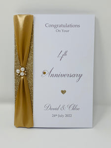 4th Anniversary Card - Linen 4 Year Fourth Wedding Anniversary Luxury Greeting Card Personalised