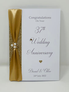 37th Wedding Anniversary Card - Alabaster 37 Year Thirty Seventh Anniversary Luxury Greeting Card Personalised