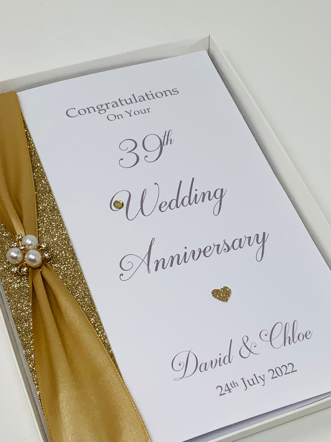 39th Wedding Anniversary Card - Lace 39 Year Thirty Ninth Anniversary Luxury Greeting Card Personalised