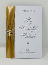 Load image into Gallery viewer, Husband Wedding Anniversary Card - Personalised Luxury Handmade Card
