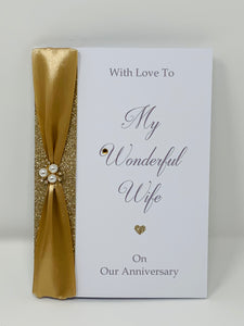 Wife Wedding Anniversary Card - Personalised Luxury Handmade Card